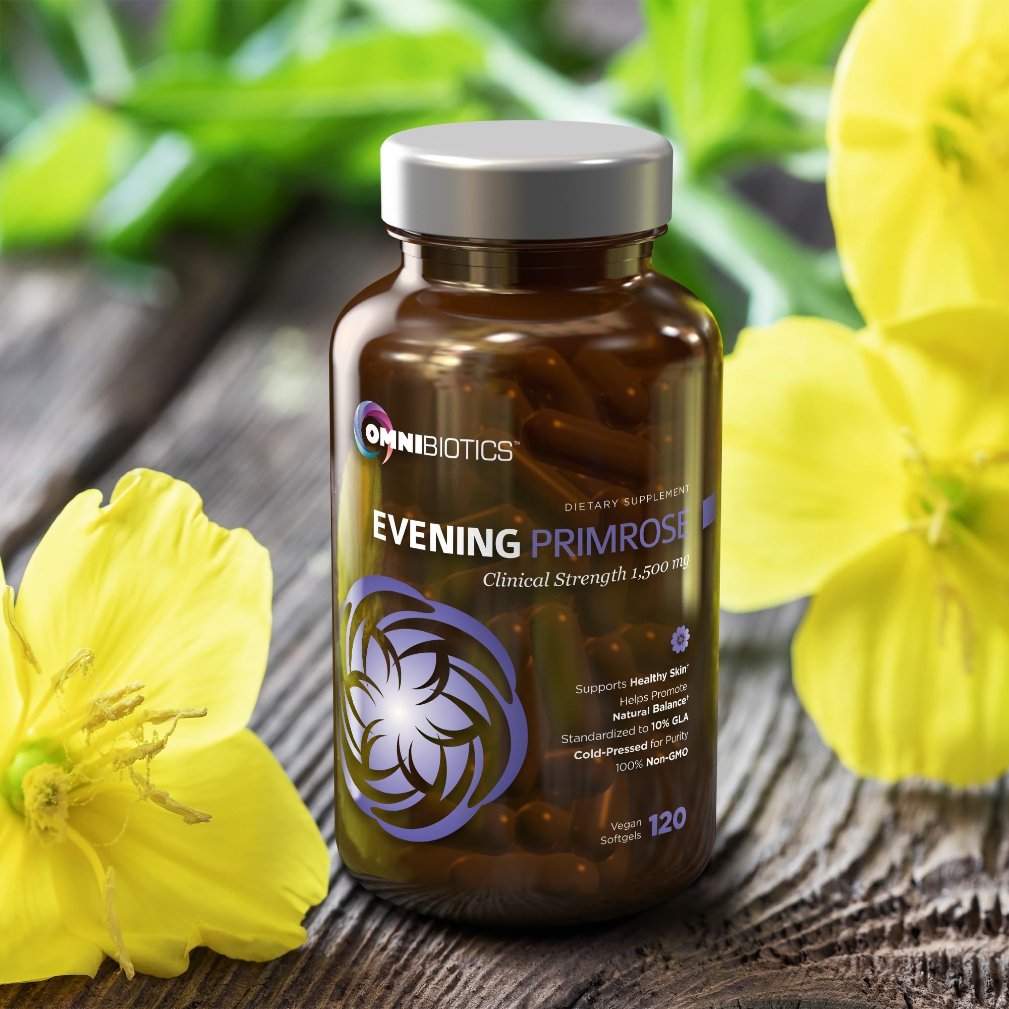 OmniBiotics Organic Evening Primrose Oil for Women – Clinical Strength 1500mg per Capsule, 10% GLA, Cold-Pressed, Non-GMO, Hormone Balance for Women – 120 Vegan Softgel Capsules