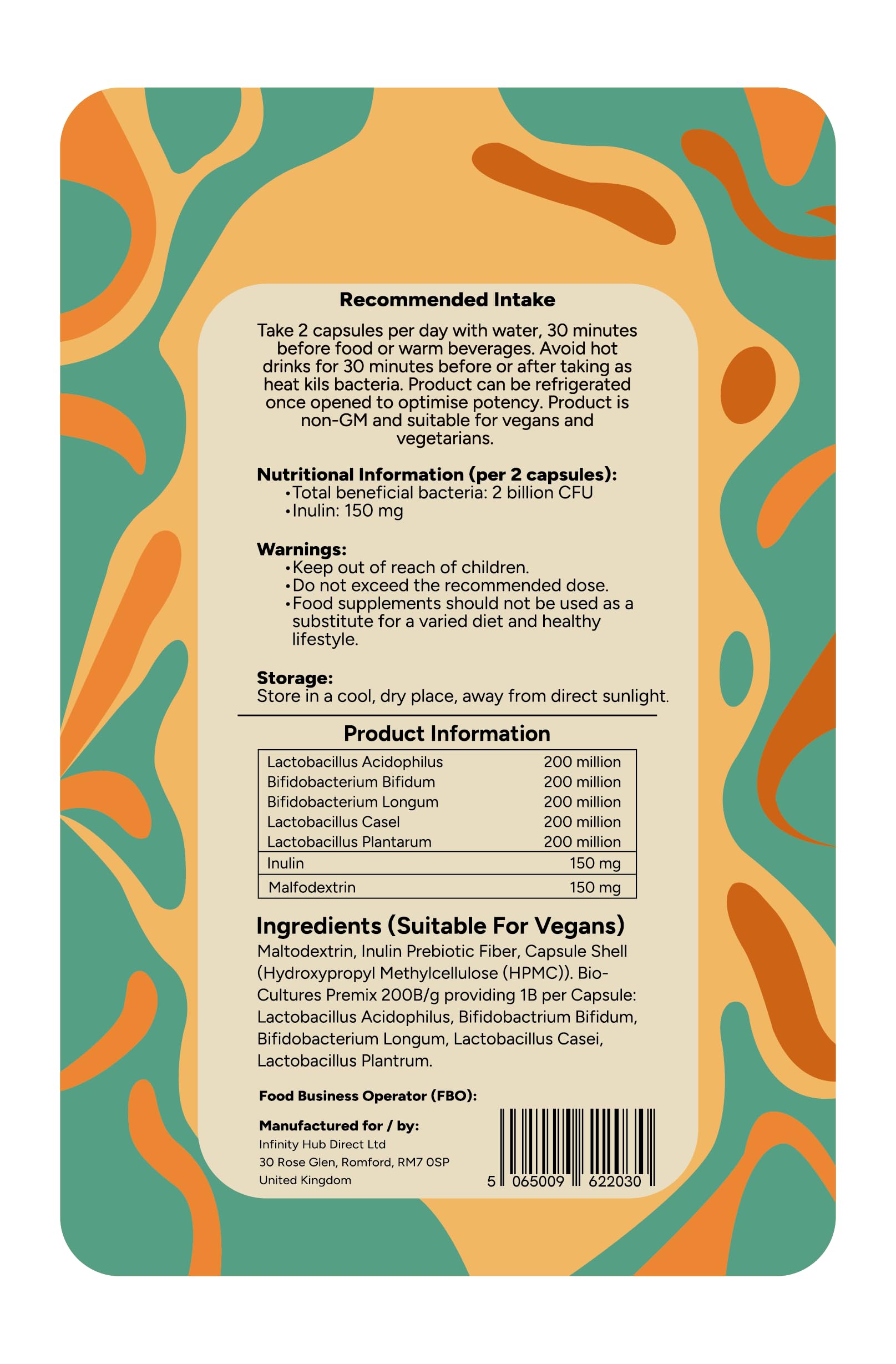 Gut Boost Plus – 5-Strain Probiotic & Inulin Prebiotic | 60 Billion CFU | Digestive Balance, Gut Flora & Immune Support | Slow-Release Vegan Capsules | UK Manufactured Supplement, 60 Capsules