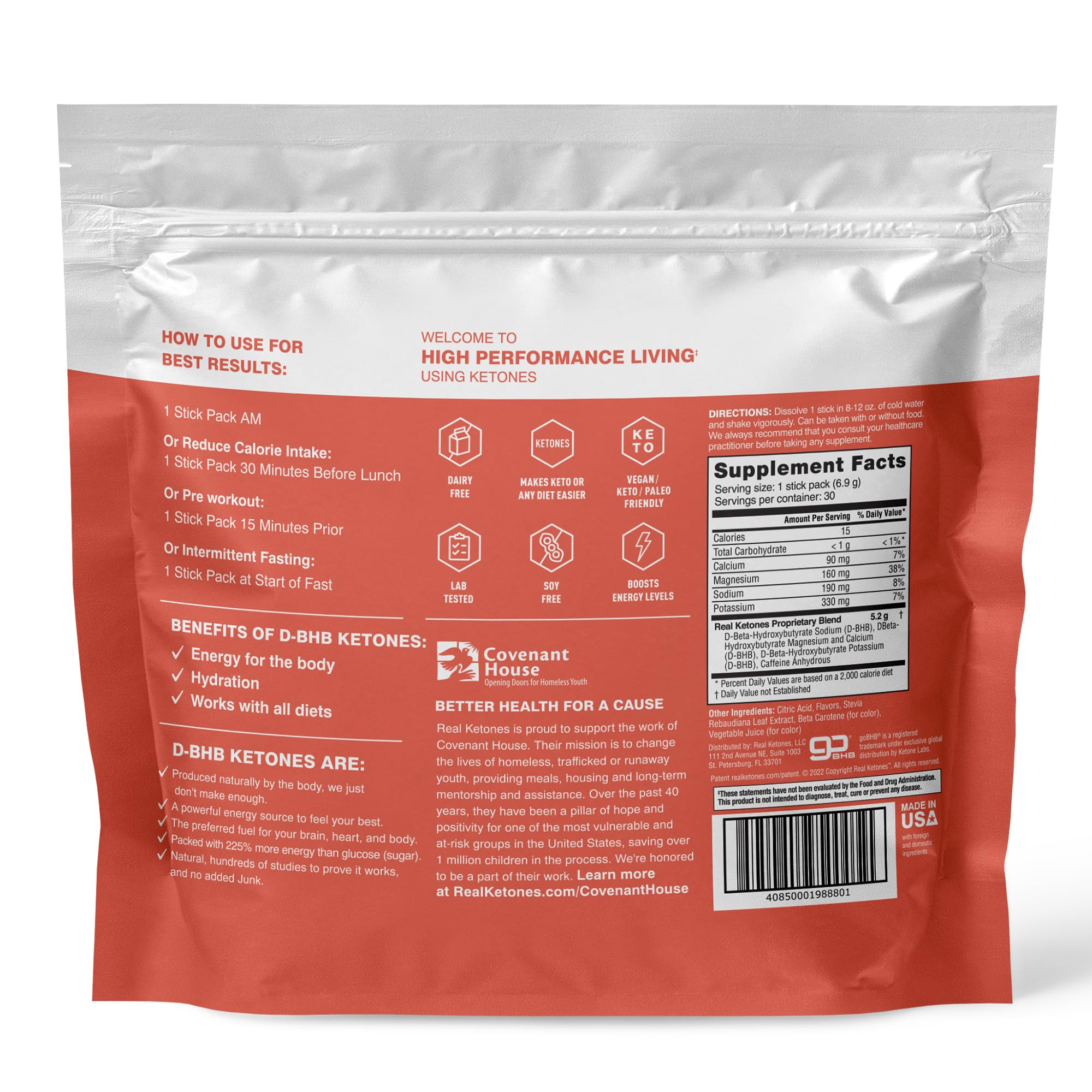 Real Ketones BHB Exogenous Ketones Drink Mix Packets Keto Electrolytes Powder Packets No Sugar with 4 Main Fasting Electrolytes Plus Hydrating Patented Keto BHB - 30 Count Peach Caffeine