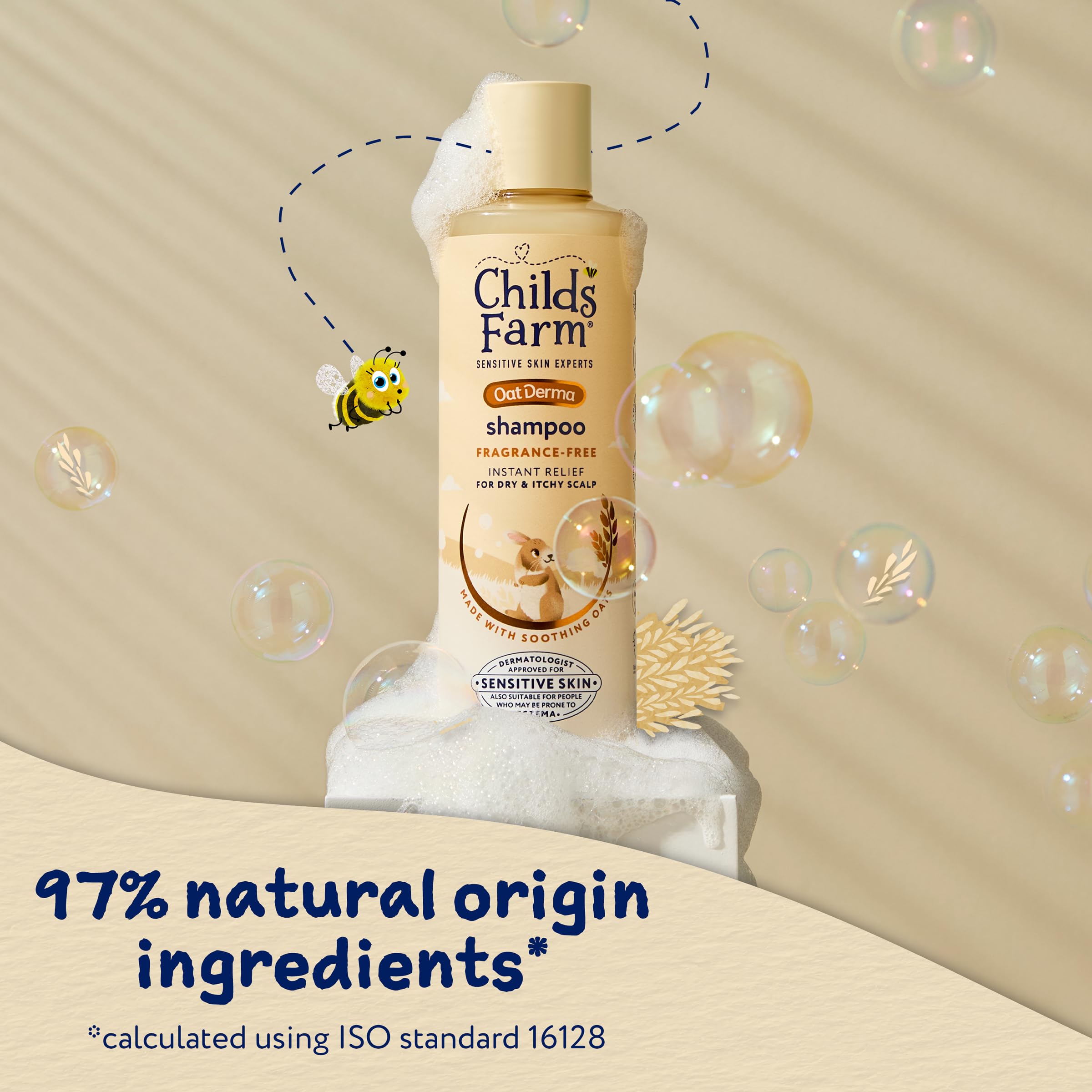 Childs Farm OatDerma Hair Shampoo, Fragrance and Tear Free, Soothing for Sensitive Skin and Scalp, Baby, Kids, 250ml