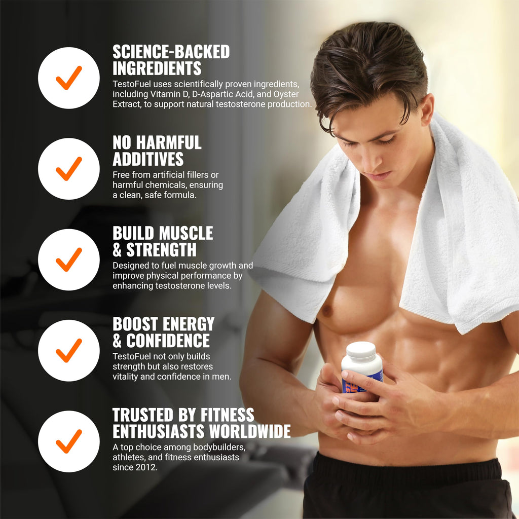 ROAR AMBITION TestoFuel 120 T-Booster Pills - Test Booster for Men - 100% Natural Ingredients - Contributes to Normal Testosterone Levels & Muscle - Vitamin, Fenugreek & Magnesium Booster