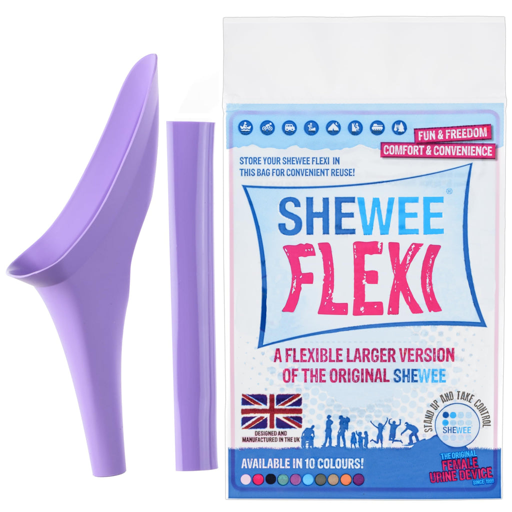 SHEWEE Flexi Female Urinal – Made in the UK – Flexible, Reusable & Portable Urination Device. Festival, Camping, Car, Hiking Essentials for Women. Stand to Pee Device with Extension Pipe