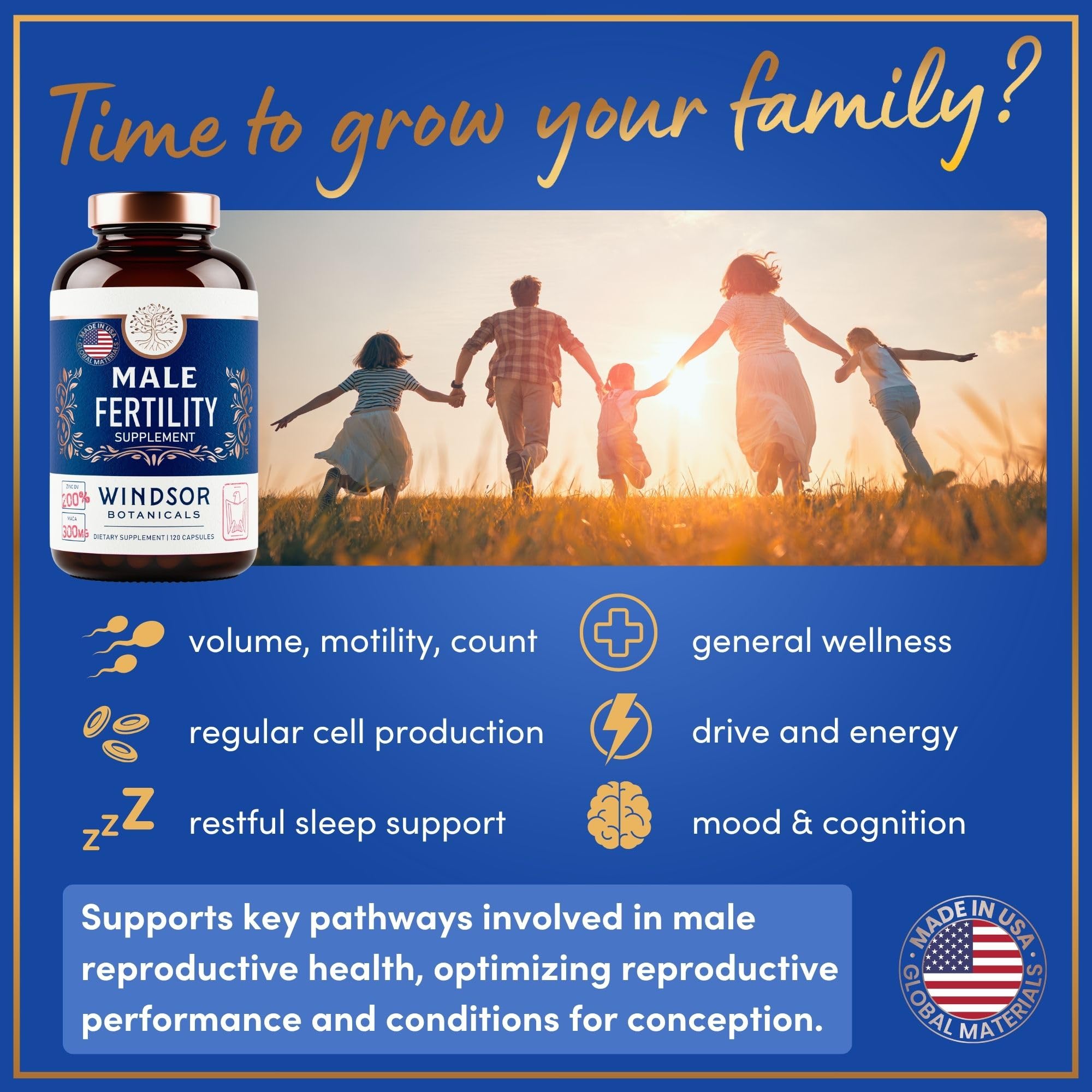 Male Fertility Supplement with Maca Root - Mens Health Conception Fertility Prenatal Vitamins Plus Natural Extracts - Prenatal Fertility Supplements for Men - 3rd Party Tested - 120 Capsules, 2 Month