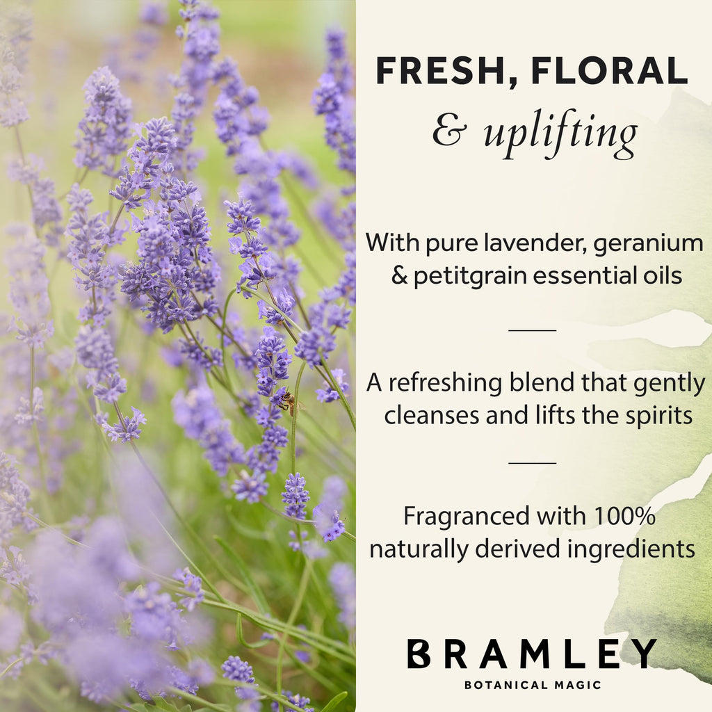 BRAMLEY Hand Wash, 250ml | Lavender, Geranium & Petitgrain Essential Oils | Natural Hand Wash with 100% Natural Fragance | Liquid Hand Soap | Vegan and Cruelty Free | Gift | Green living | Gift