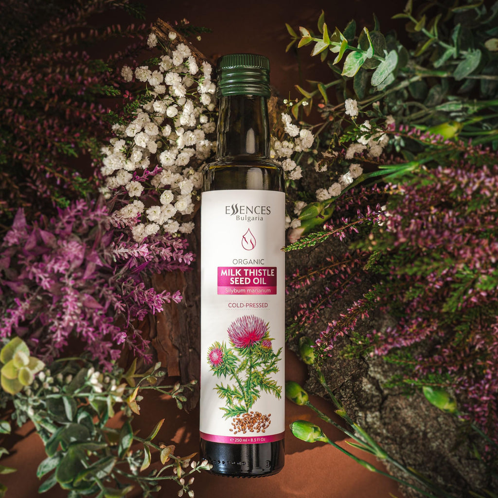 Essences Bulgaria Organic Milk Thistle Oil 8.5 Fl Oz | 250ml | 100% Natural Cold-Pressed Oil | Extra Premium Quality | No Additives or Preservatives | Non-GMO | Vegan