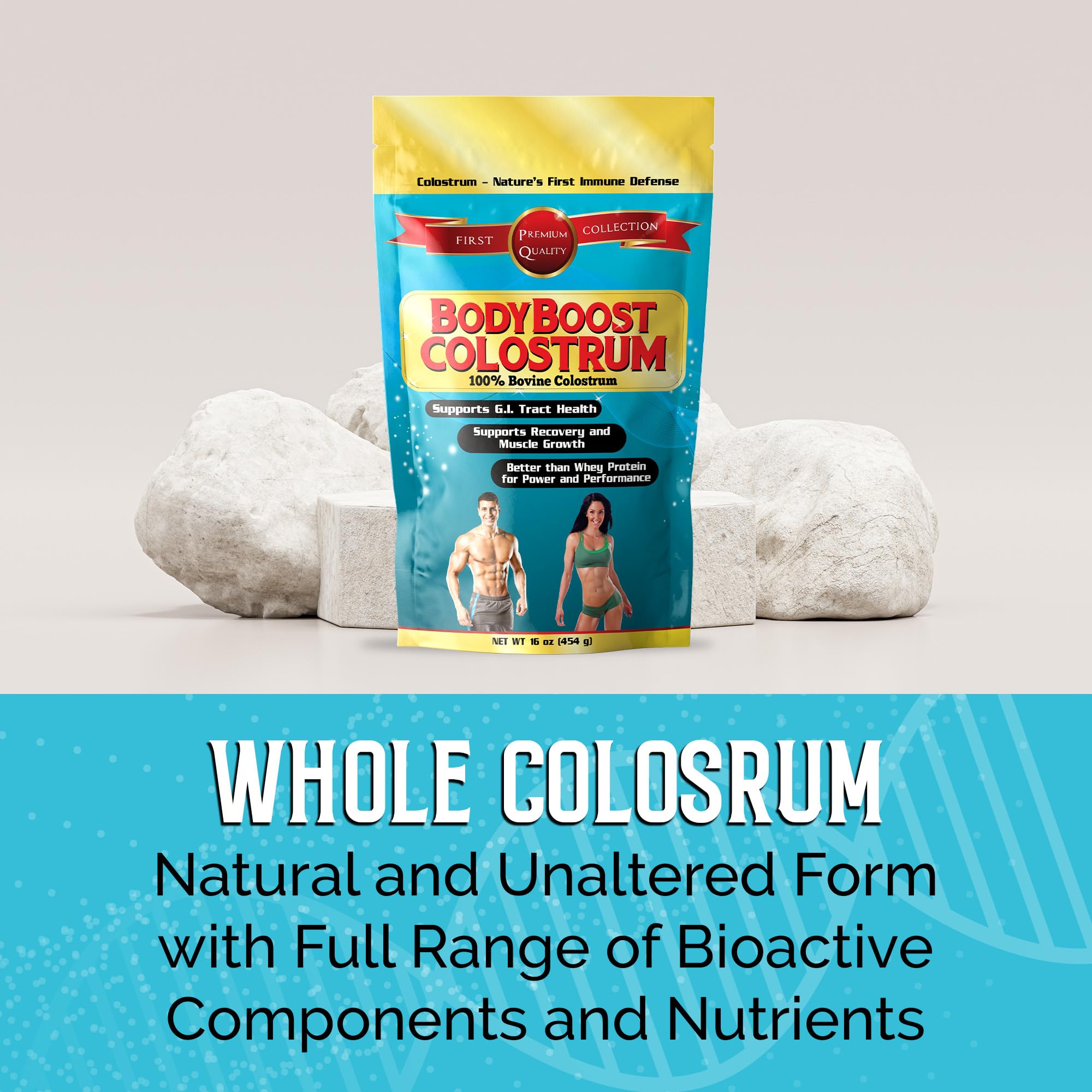 BodyBoost Whole Colostrum, 100% Bovine Colostrum Powder, Immune Booster with Immunoglobulin & Lactoferrin, Grass Fed Colostrum for Gut Health, 16 oz