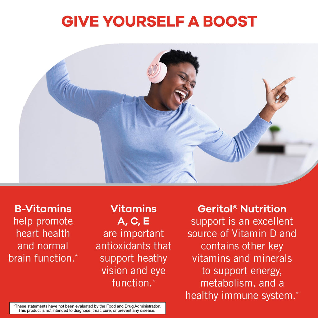 Geritol Multivitamin Supplement, Contains B-Vitamins, Antioxidants, Vitamins C, E & D and Iron, 27 Essential Vitamins and Minerals, Gluten-Free, Non-GMO, No Artificial Sweeteners, 100 Tablets, 3 Pack