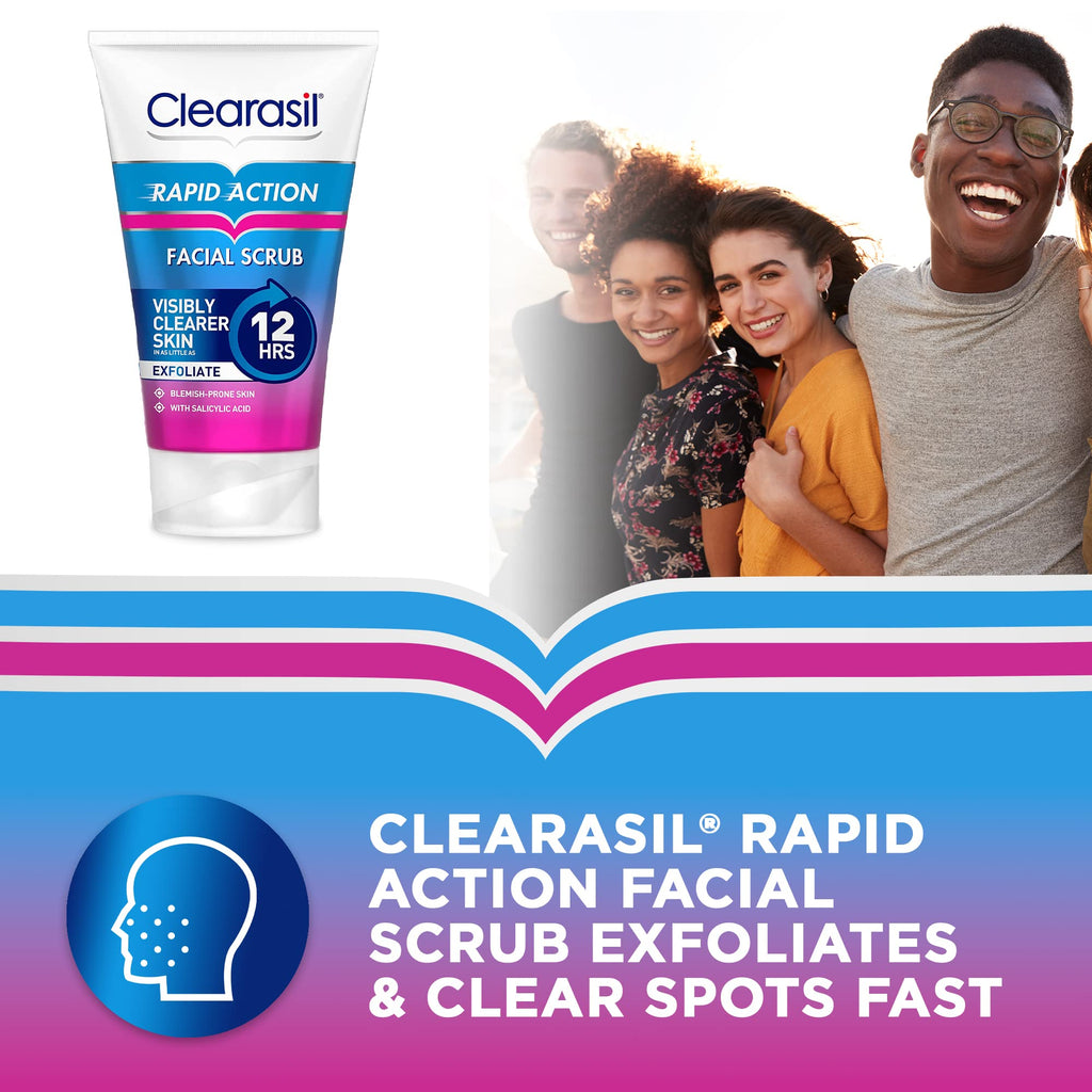 Clearasil Rapid Action Exfoliating Scrub, For Acne Prone Skin, Unclog Pores, Reduces Blackheads, Pimples & Excess Oil, Everyday Spots Prevention, 125 ml(Packaging May Vary)