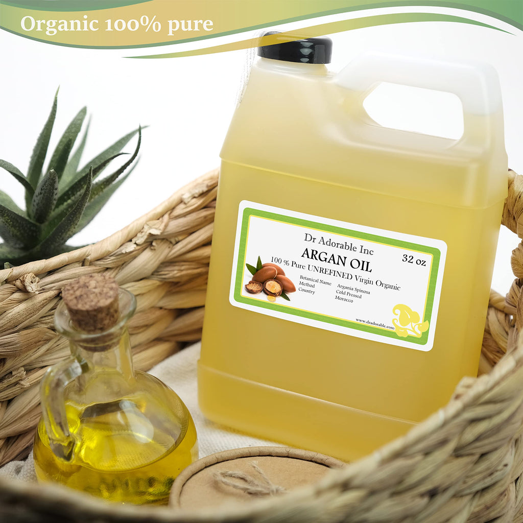 Dr Adorable - 32 oz - Argan Marrakesh Oil UNREFINED - 100% Pure Natural Organic Cold Pressed