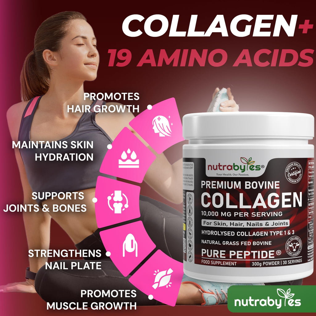 Bovine Collagen Powder 10000mg | Grass Fed | Type 1&3 | Unflavoured | 300g