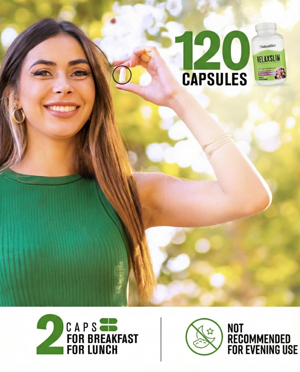 NaturalSlim Relaxslim Rhodiola Rosea & Adaptogenic Herb for Brain, Mood, Metabolism, Tension & Energy Support Supplement - 21 Different Natural Compounds Help Control Appetite - 120 Capsules