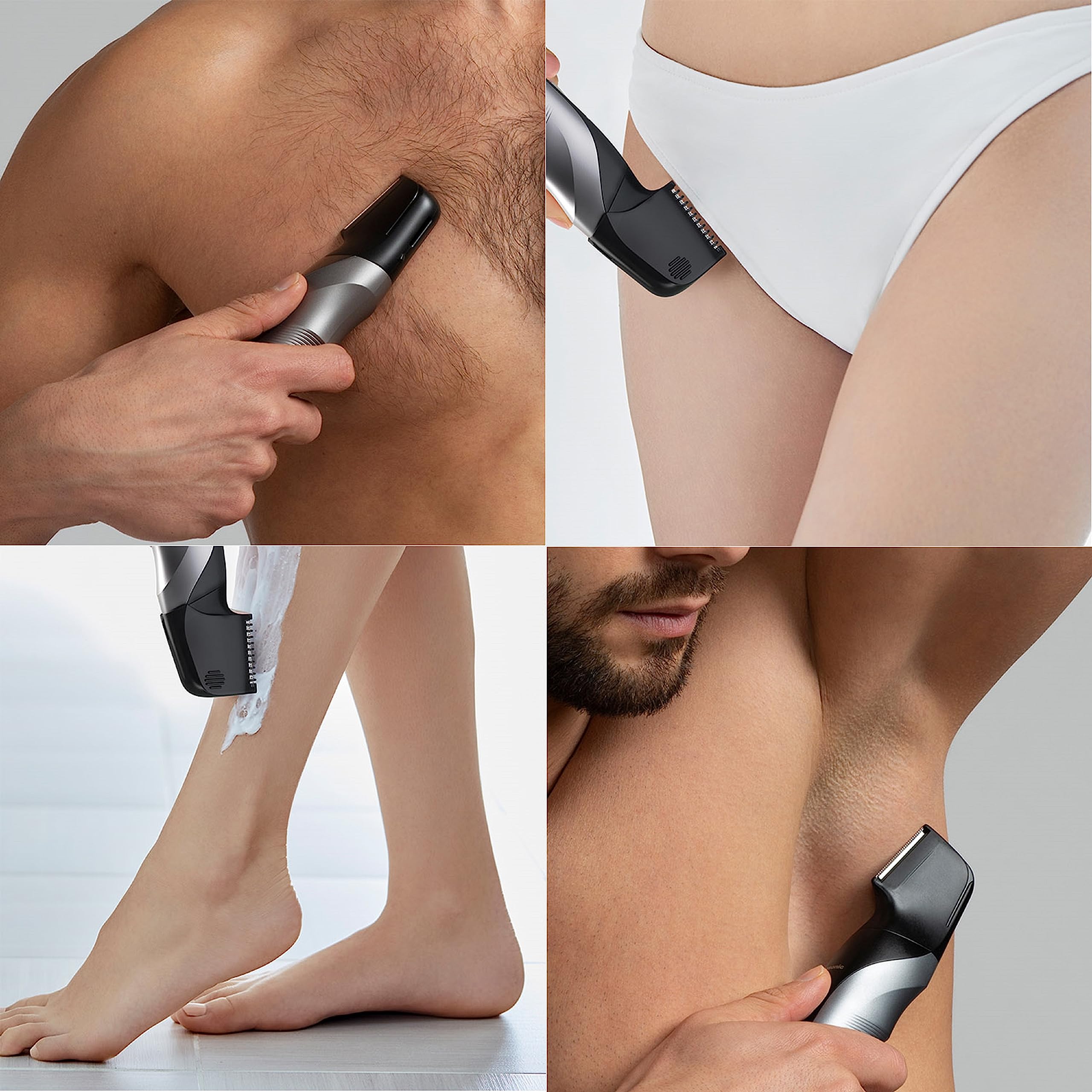 Panasonic Body Groomer for Men & Women, Unisex Wet/Dry Cordless Electric Body Hair Trimmer for Men & Women w/ 2 Comb Attachments, Multi-Directional Shaving in Sensitive Areas - ER-GK80-S (Black)