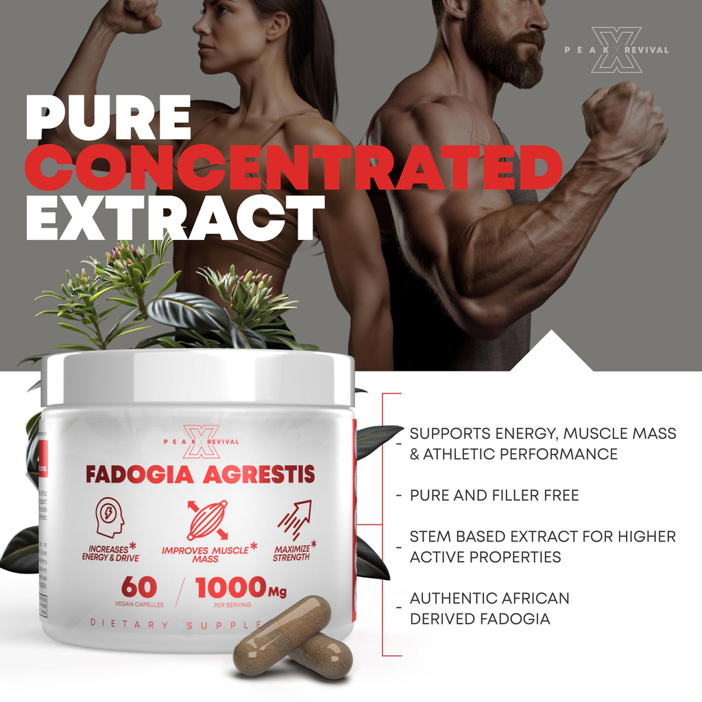 Testosterone Booster for Men with Fadogia Agrestis 1000mg Per Serving - Improve Natural Testosterone production, Increase Energy and Muscle Growth - Testosterone Supplement for Men (60 Capsules)