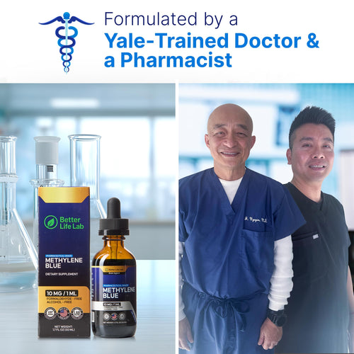 BETTER LIFE LAB Methylene Blue Pharmaceutical Grade 99.99% with Dropper, Health Dietary Supplement for Humans, No Formaldehyde, Made in USA (1% 50ml Bottle) 1 Fl Oz (2 Pack)