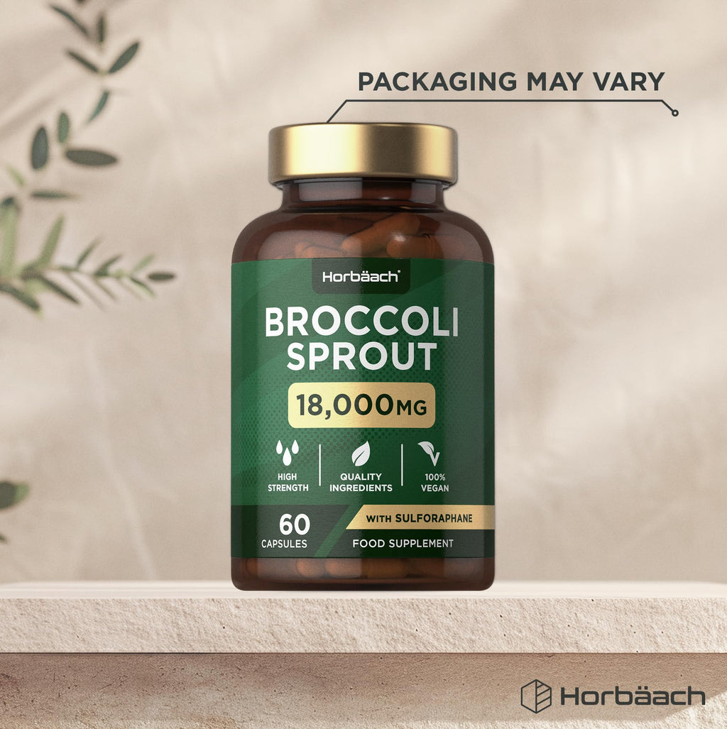 Broccoli Sprout Extract 18,000mg | Activated Sulforaphane Supplement | 60 Vegan Capsules | High Strength | by Horbaach