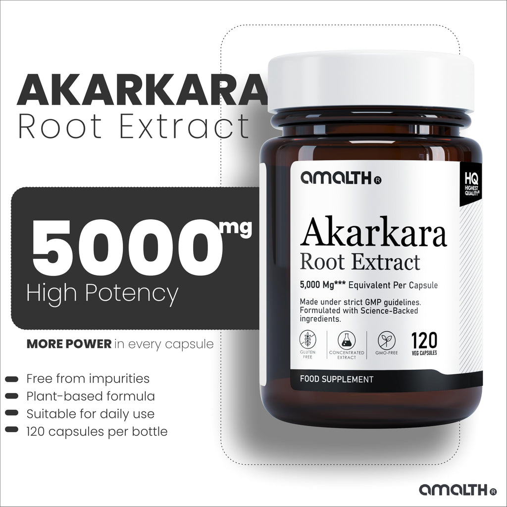 Akarkara Root Extract 10:1 500mg | 120 Capsules | High Strength Herbal Supplement | Pure Botanical Formula | Non-GMO | Vegan Capsules | No Additives | Premium Quality
