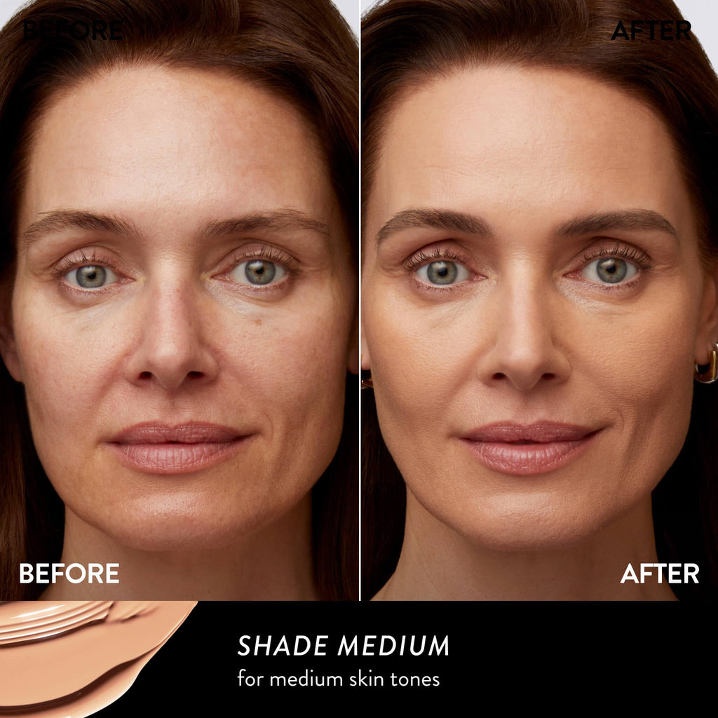 LAURA GELLER NEW YORK Better Than 'Block Skincare-Infused Serum Foundation SPF 50+ for Mature Women –03 Medium, Buildable Coverage – Niacinamide, Vitamins B5 & E – Lightweight, Radiant Finish
