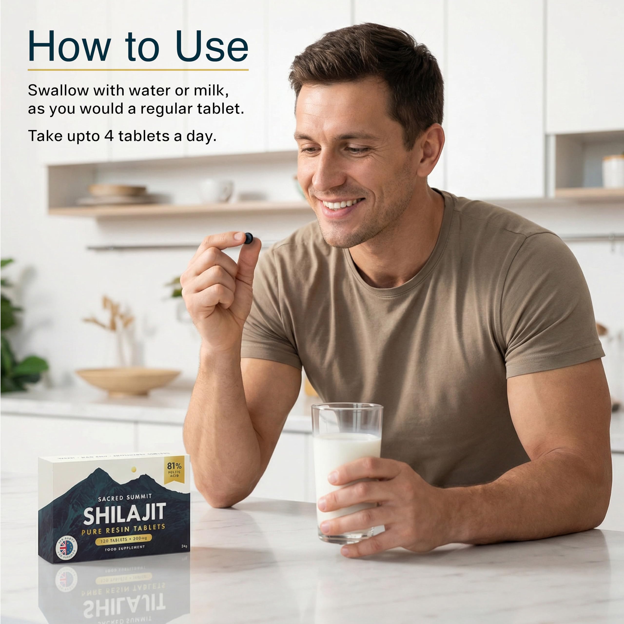 Sacred Summit Pure Altai Shilajit Tablets 200mg – Gold Grade, High Fulvic Acid, 85+ Trace Minerals, Natural Energy & Vitality Support – UK Made, Vegan, 120 Tablets