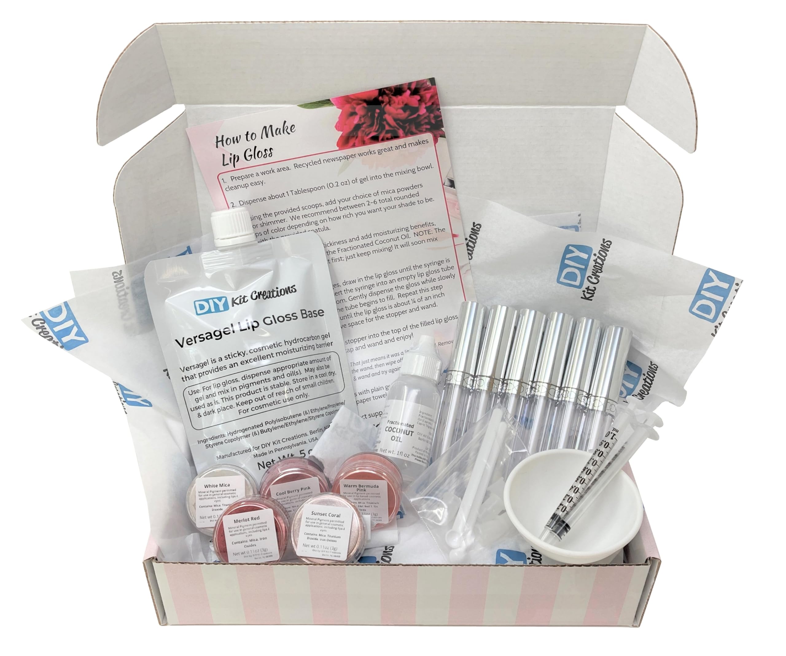 DIY Kit Creations Lip Gloss Making Kit (Standard Kit, 6 Tubes) Made in the USA