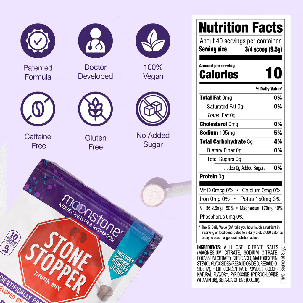 Stone Stopper Drink Mix, Tropical, Kidney Stone Prevention, Calcium Oxalate Protector, Alkali Citrate Support, Developed by Urologists to Improve Hydration and Support Kidney Health, 30 Day Supply