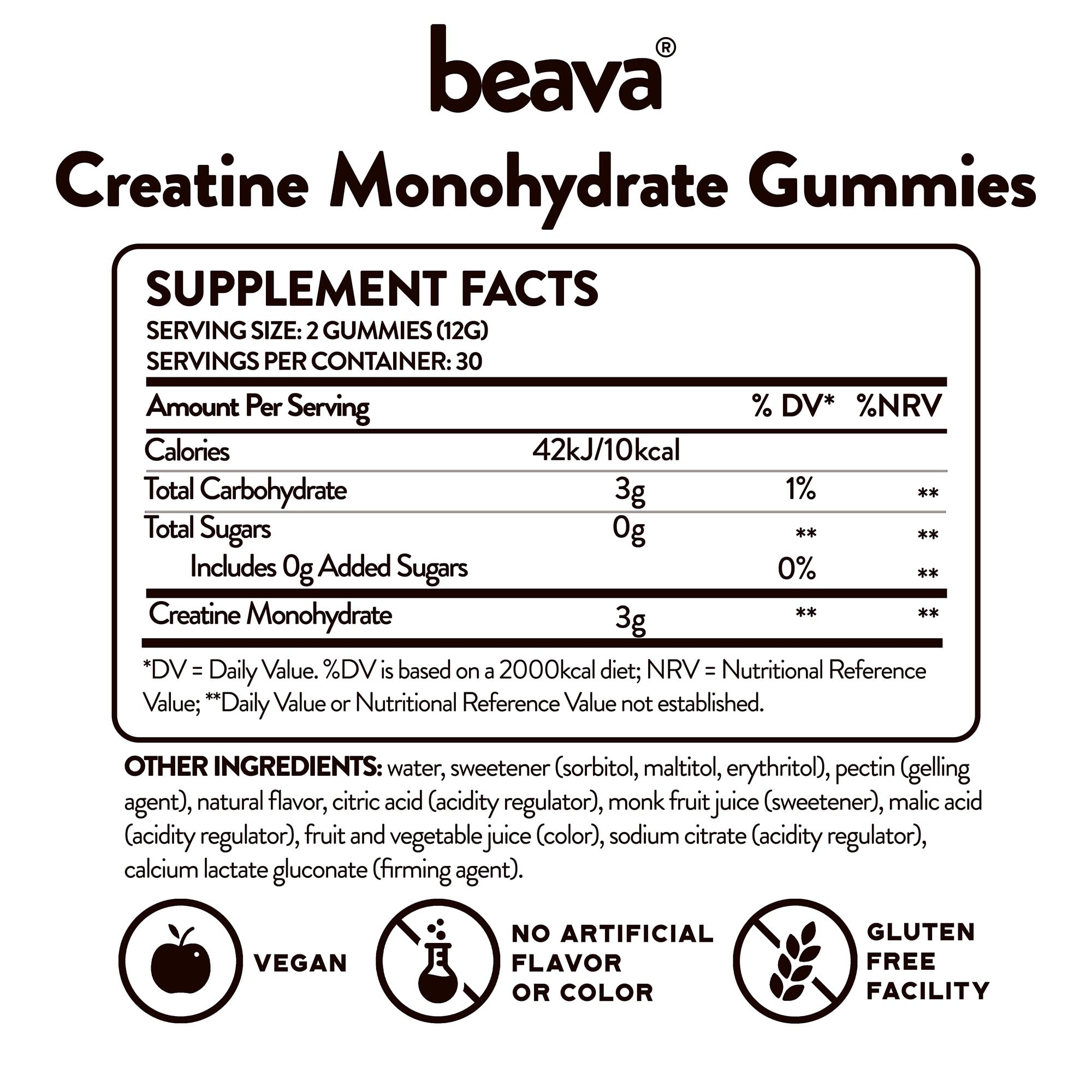 Creatine Monohydrate Gummies - 30 Servings - Vegan Creatine Chews for Muscle Growth, Muscle Recovery, Workout Recovery, Anaerobic Endurance - No Loading Phase - No Bloating - Strawberry - No Sugar