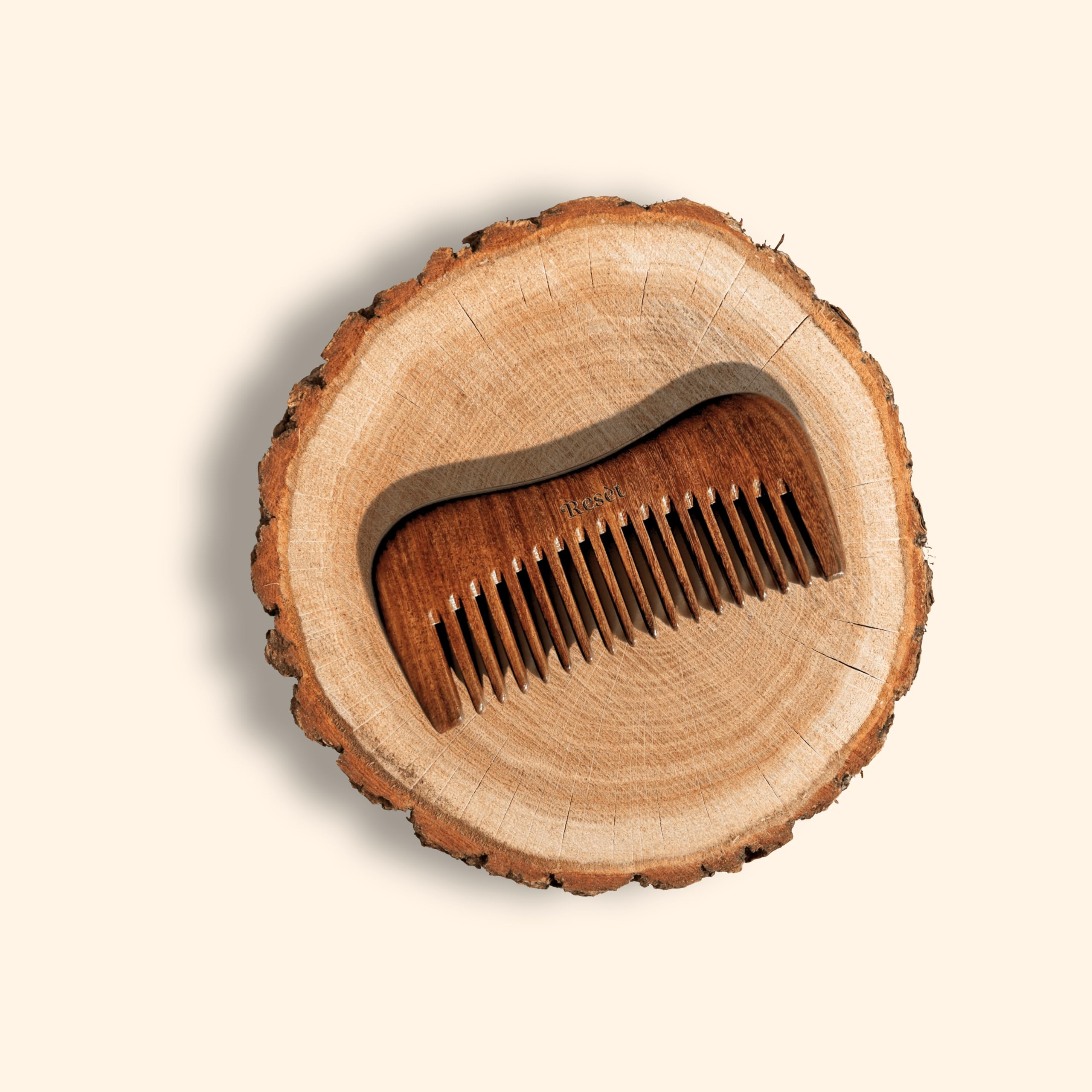 Resèt 100% Natural Handmade Sandalwood Comb | Soft Wide Tooth Wooden Comb | Eco-Friendly Anti-Static Wooden Massage Comb | Wooden Hair Detangler for Men and Women