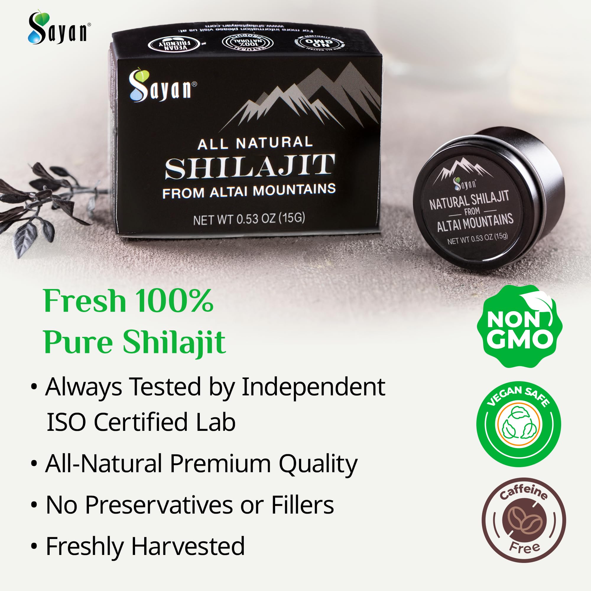 Sayan Pure Authentic Altai Shilajit Resin - 30 Grams, 4 Month Supply - High Efficacy Organic Fulvic Acid Supplement for Women and Men to Support Immune System, Energy, & Detox - Vegan, Non-GMO
