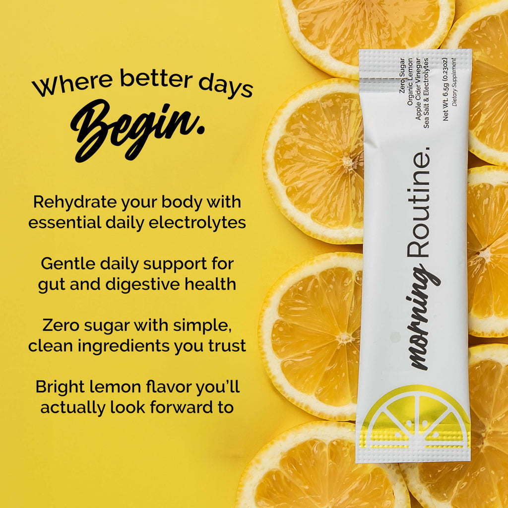 ROUTINE Morning Daily Hydration | Electrolyte Powder Packets | Lemon, Apple Cider Vinegar & Sea Salt Drink Mix | Sugar-Free, Keto & Paleo-Friendly | 3rd-Party Tested Electrolyte Drink Mix, 30 Sticks