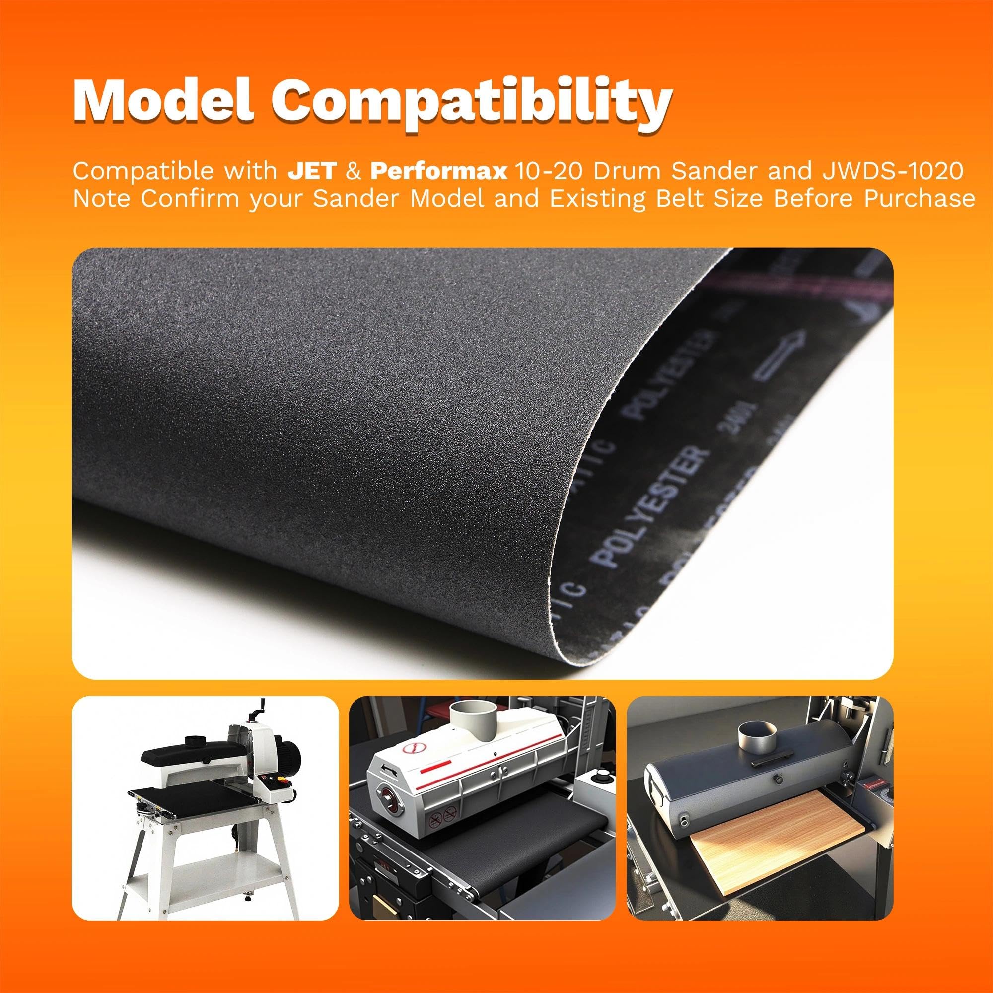 UKIAF Drum Sander Conveyor Belt 120 Grit for JET & Performax 10-20 Plus Drum Sander and JWDS-1020 Size 10-1/4in x 32-5/32in
