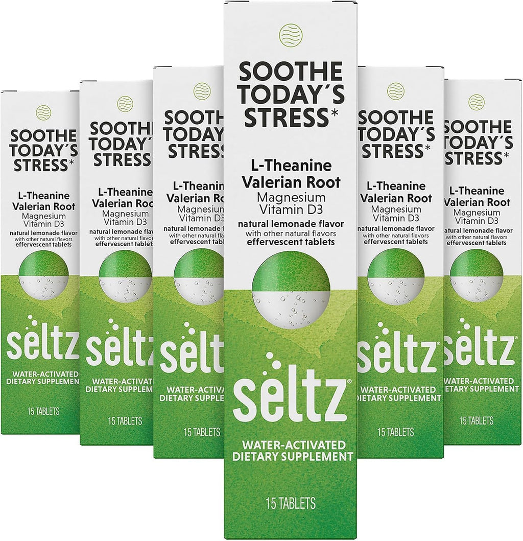 Seltz Stress Support Drink Tablets, Effervescent L-Theanine with Magnesium