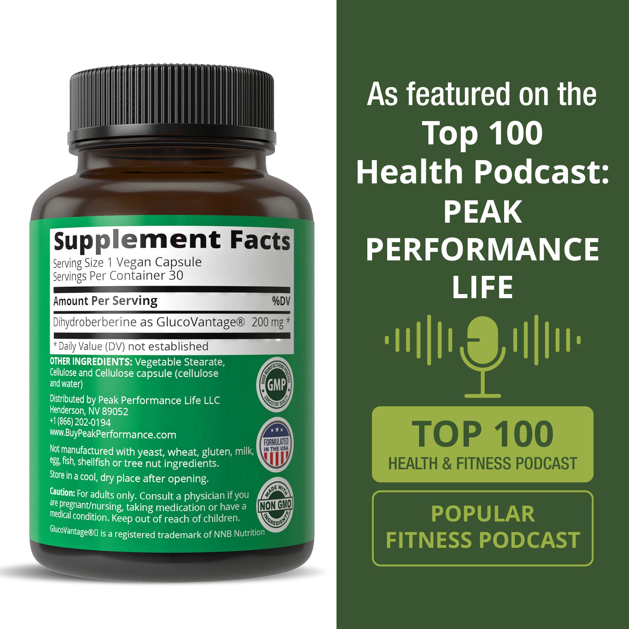 Dihydroberberine Super Berberine Supplement - GlucoVantage® 200mg Now 5X More Effective Than Regular Berberine HCL Powder Capsules. Metabolism Support Keto Friendly Plus Vegan Extract Pills