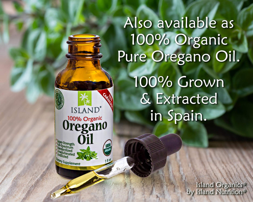 Island Nutrition, Oregano Oil Capsules, Organic Ingredients - Super-Strength, Grown in Spain, 90-ct Liquid-Filled - Organic Oil of Oregano Capsules with Enhanced Delivery