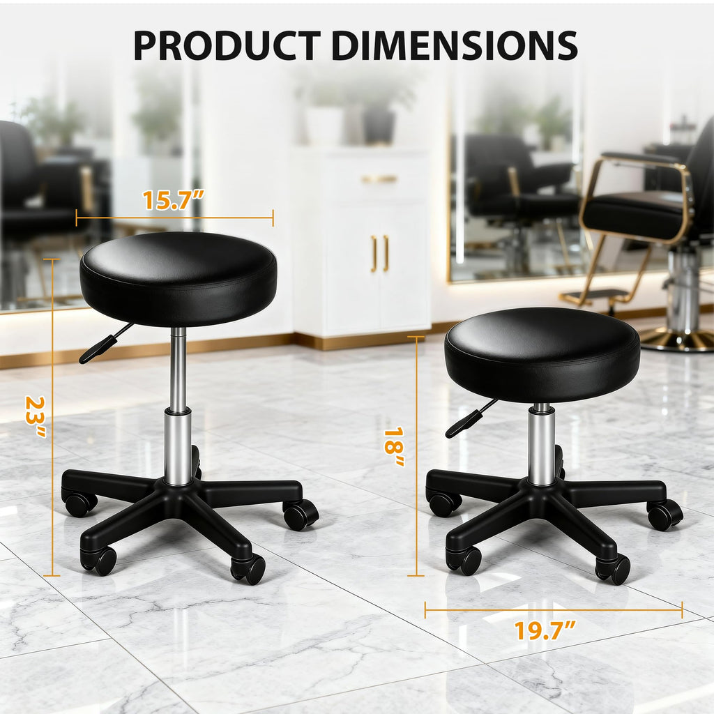 Nova Microdermabrasion Rolling Stool with Wheels Swivel Salon Stool Adjustable Drafting Tattoo Office Chair for Massage Bar Kitchen Spa Shop with Thick Cushion
