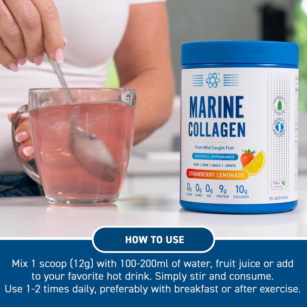 Applied Nutrition Marine Collagen Powder - Hydrolysed Collagen Protein, Healthy Skin, Hair, Nails (Unflavoured) (300g - 25 Servings)