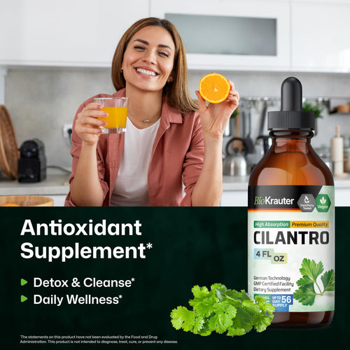 BIO KRAUTER® Cilantro for Detox Cleanse - Vegan Antioxidant Supplement, Natural Cilantro Tincture 650 mg per Serving - Liquid Coriander Leaf Supplement, Alcohol & Sugar Free, 4 Fl.Oz 56-Day Supply