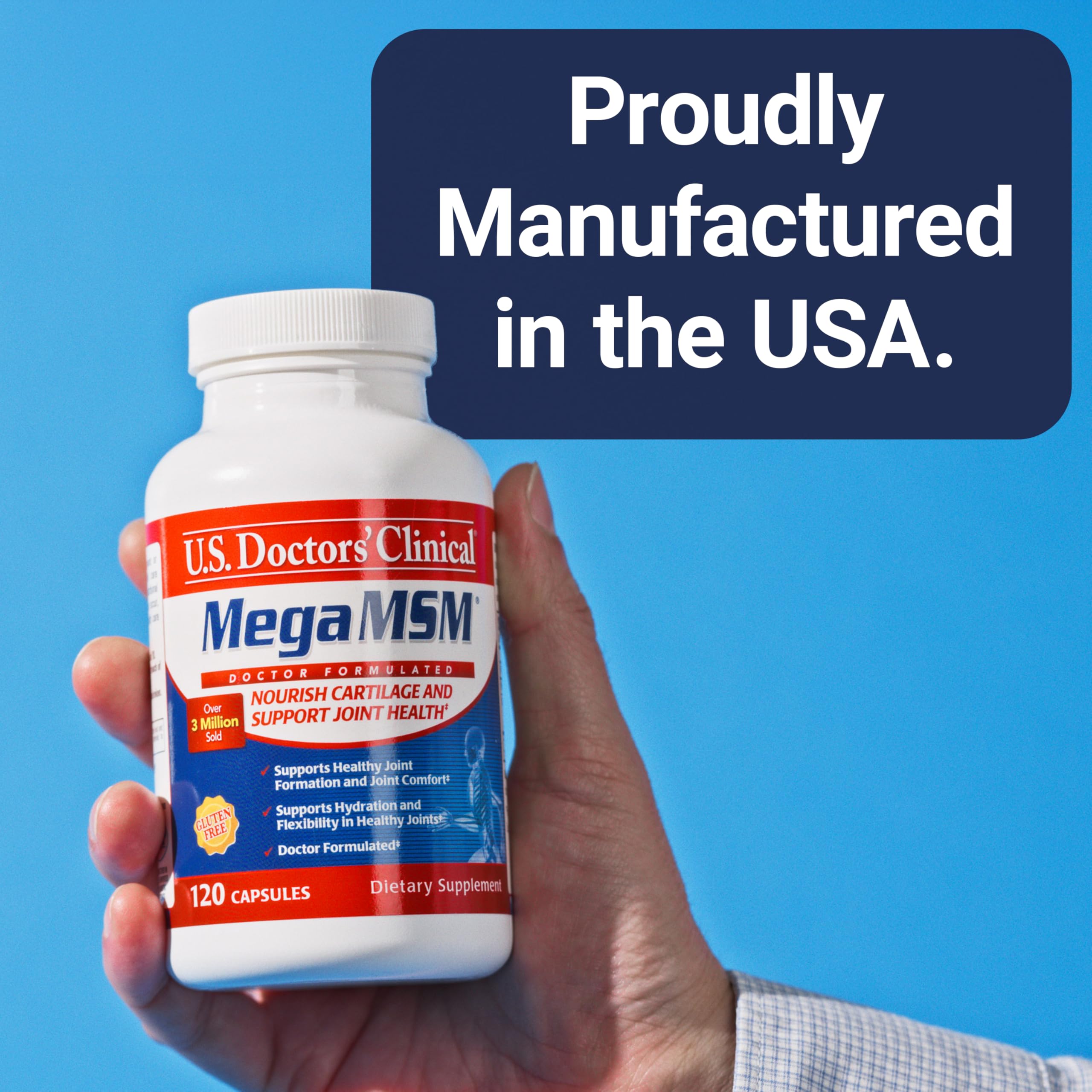 U.S. Doctors’ Clinical Mega MSM Supplement for Joints with MSM + Vitamin C + Collagen and Neem - Clinically Proven to Promote Cartilage Tendon & Ligament Health (1 Month Supply – 120 Capsules)
