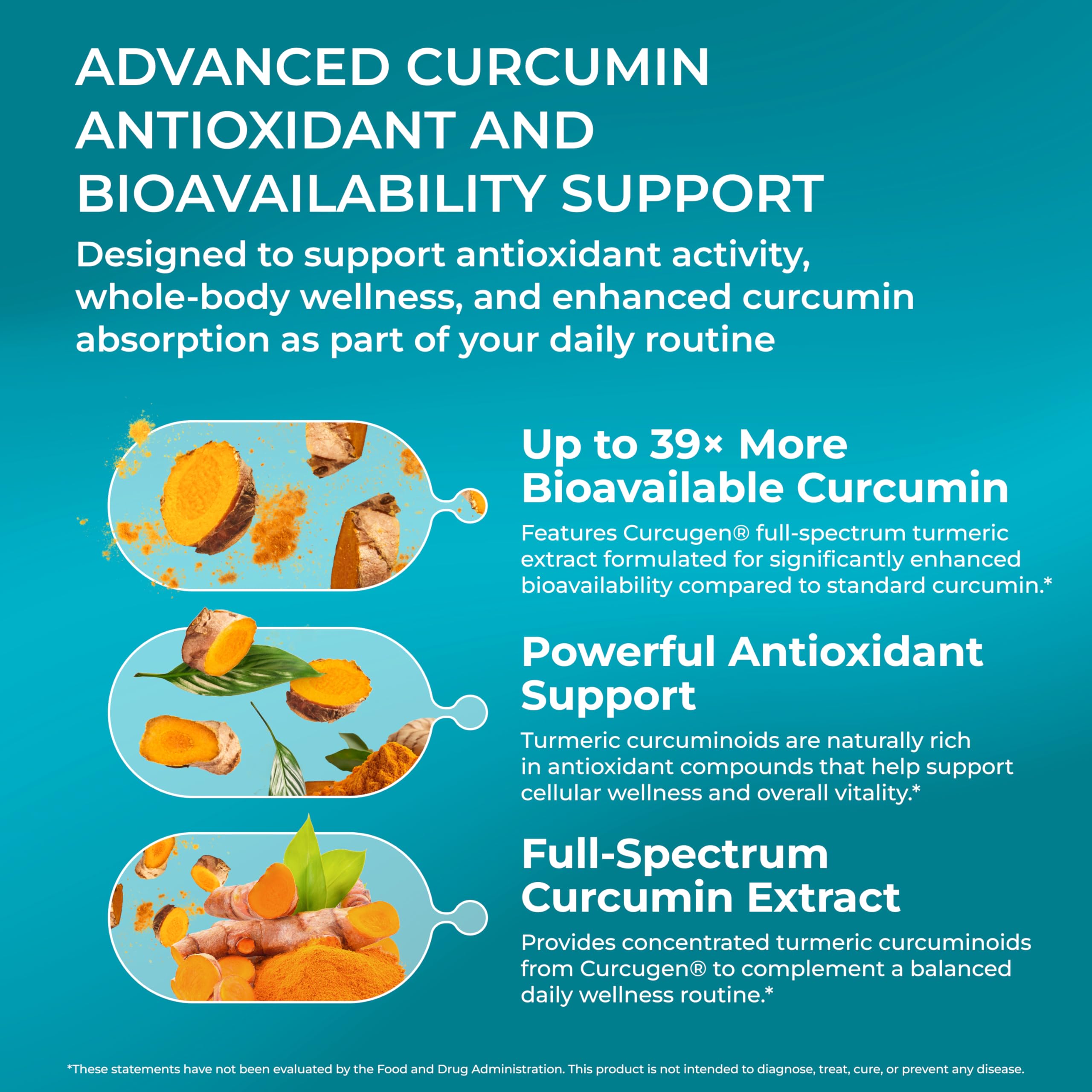PUREHEALTH RESEARCH Curcumin Extract - High Absorption Turmeric Supplement for Immune, Joint & Muscle Support - for Heart & Brain Health - Powered by Curcugen x39 Bioavailable - 30 Capsules