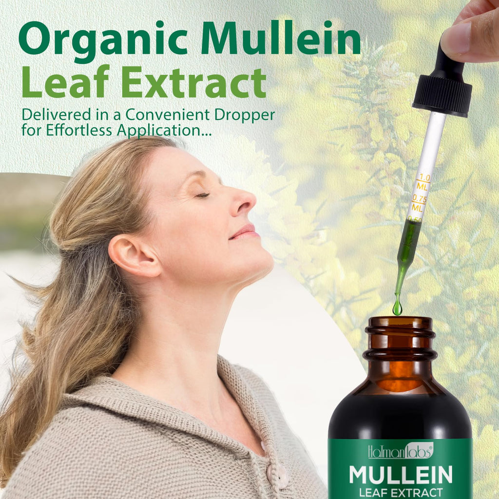 caqorzo Mullein Drops, Mullein Leaf Extract for Lung Cleanse and Respiratory Support,Mullein Herbal Supplements(2.02fl.oz)