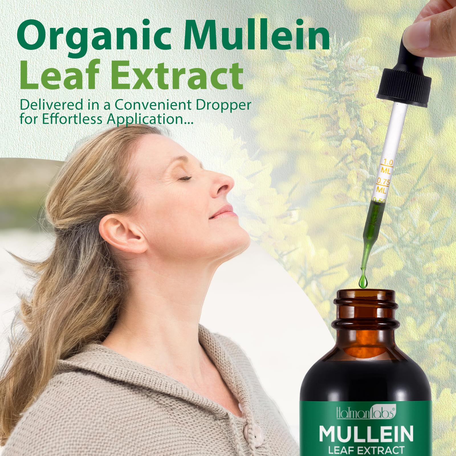 caqorzo Mullein Drops, Mullein Leaf Extract for Lung Cleanse and Respiratory Support,Mullein Herbal Supplements(2.02fl.oz)