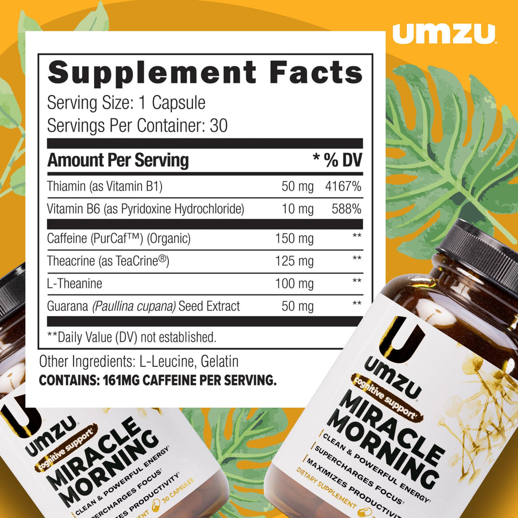 UMZU Miracle Morning Energy Support Supplement, 30 Day Supply
