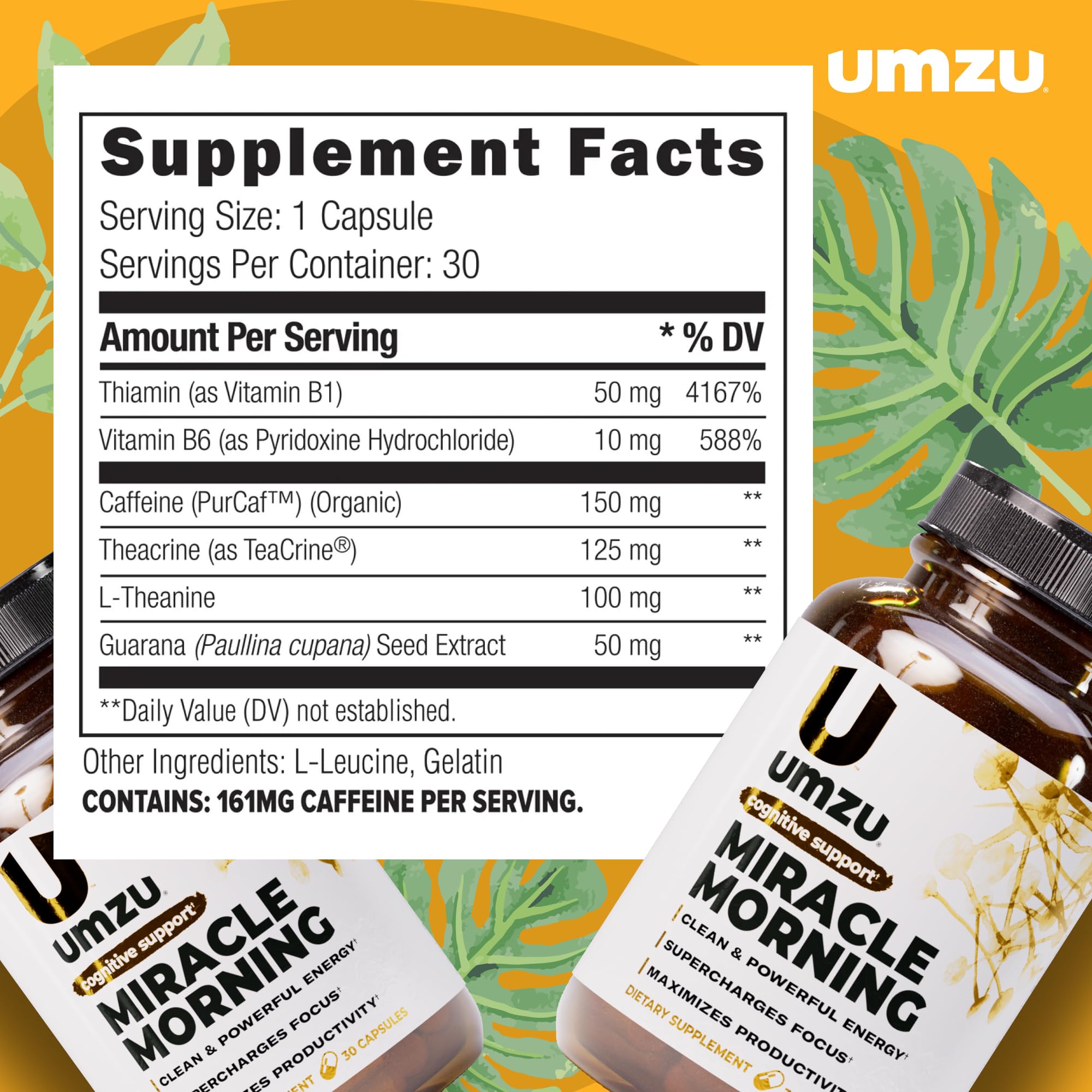 UMZU Miracle Morning Energy Support Supplement, 30 Day Supply