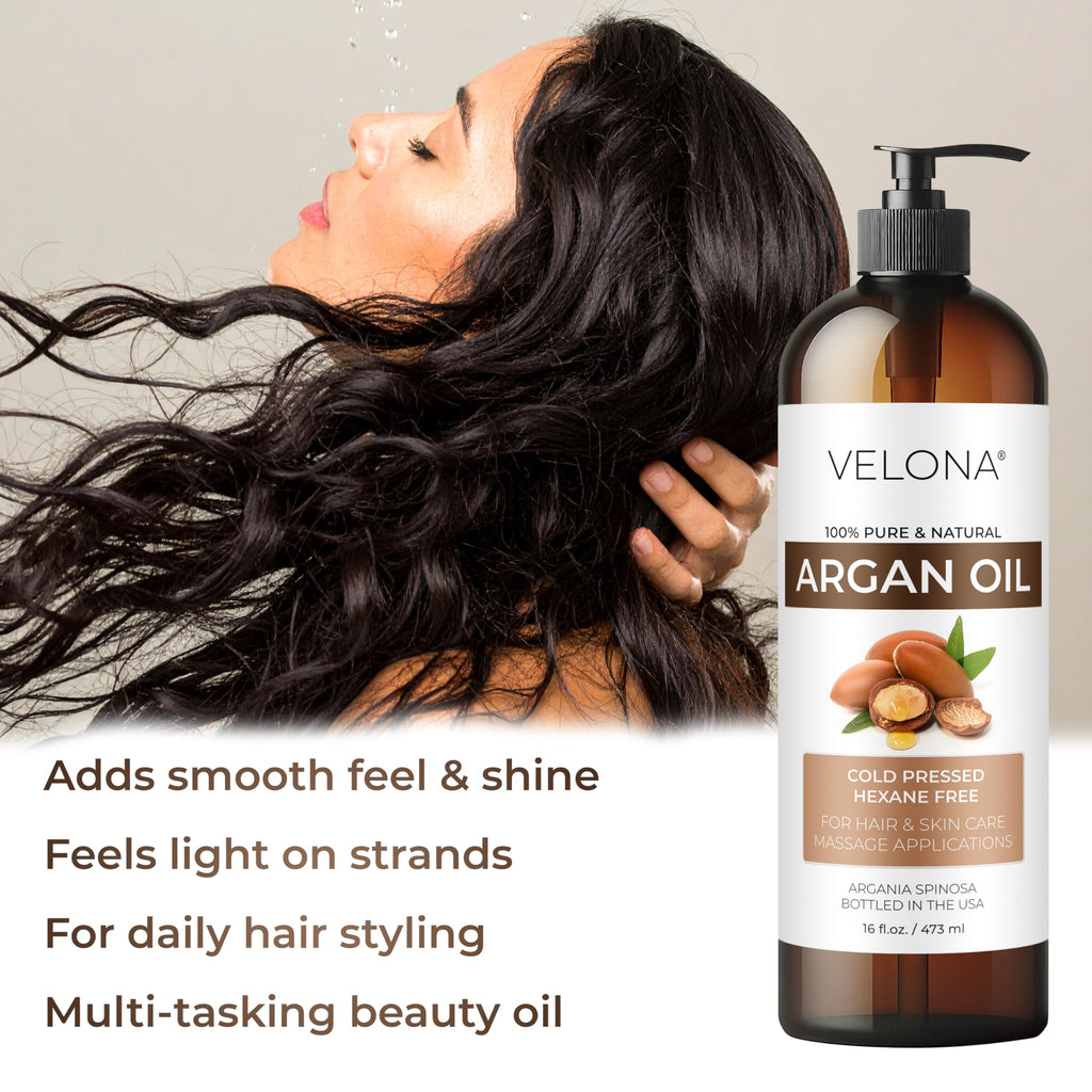 velona Argan Oil - 64 Fl Oz | 100% Pure and Natural | Morocco Oil | Skin, Body and Face Care | Nails Protector | Unrefined, Cold Pressed