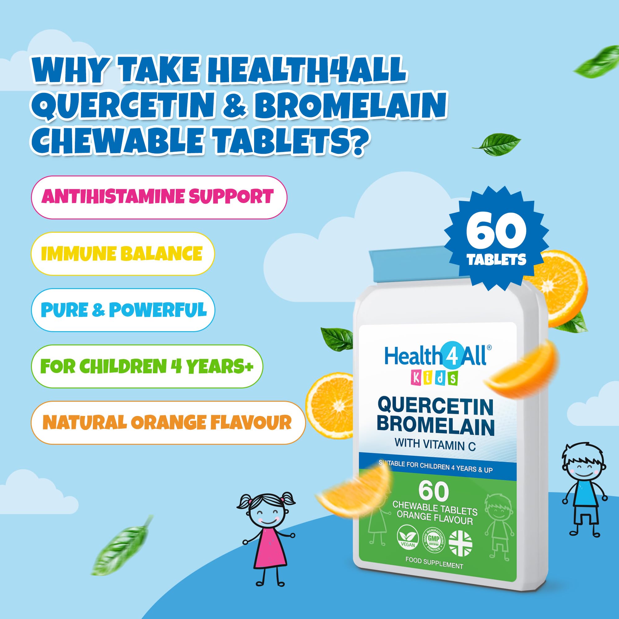 Kids Quercetin with Bromelain, 60 Chewable Tablets, Immune Balance Support