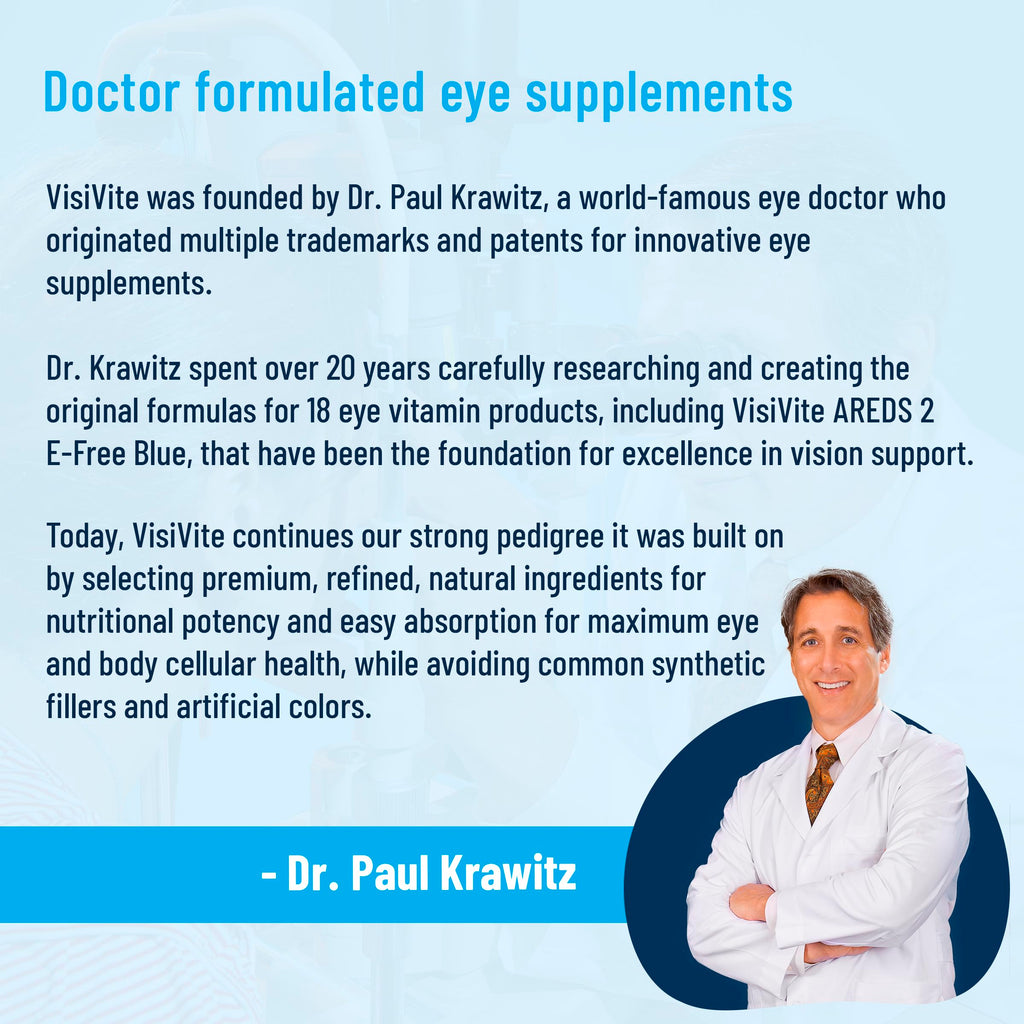 AREDS 2 Eye Vitamins - VisiVite Vitamins for Eye Health Without Vitamin E - Eye Vitamins for Seniors - Lutein and Zeaxanthin Supplements - 60 Capsules
