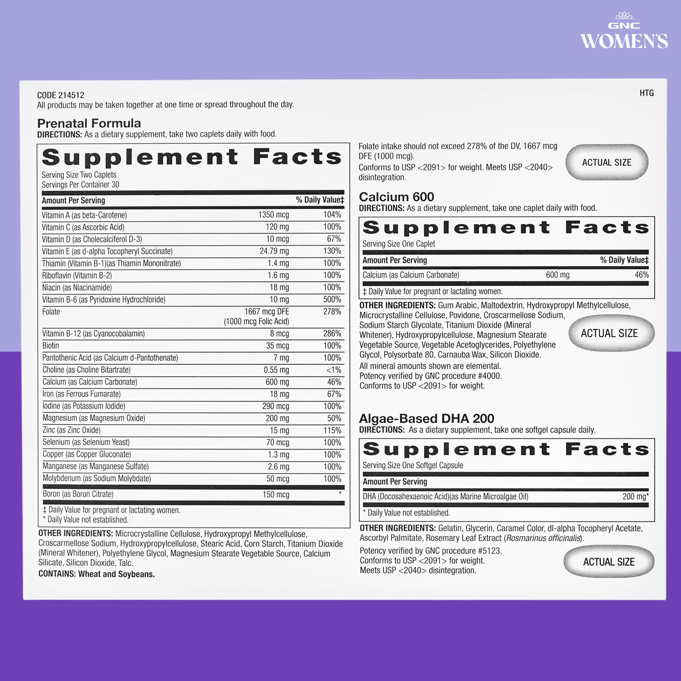 GNC Women's Prenatal Program, Daily Supplement System, Supports Healthy Development for Your Baby with Zinc & Iron for Fetal Needs, Targeted Prenatal and Pregnancy Essentials, 30 Packs