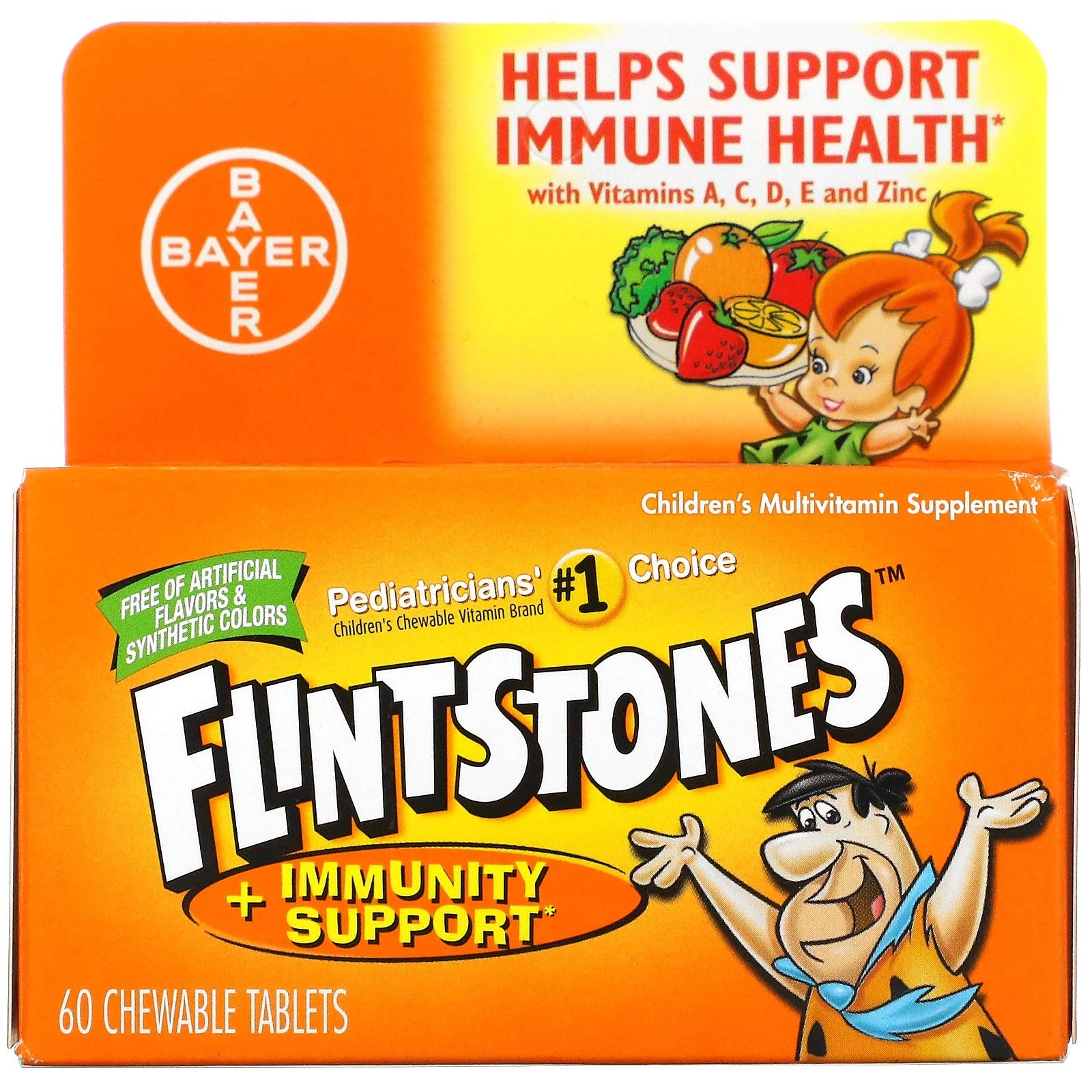 Flintstones Chewable Kids Vitamins with Immunity Support*, Multivitamin for Kids and Toddlers with Vitamin C & more, 60ct