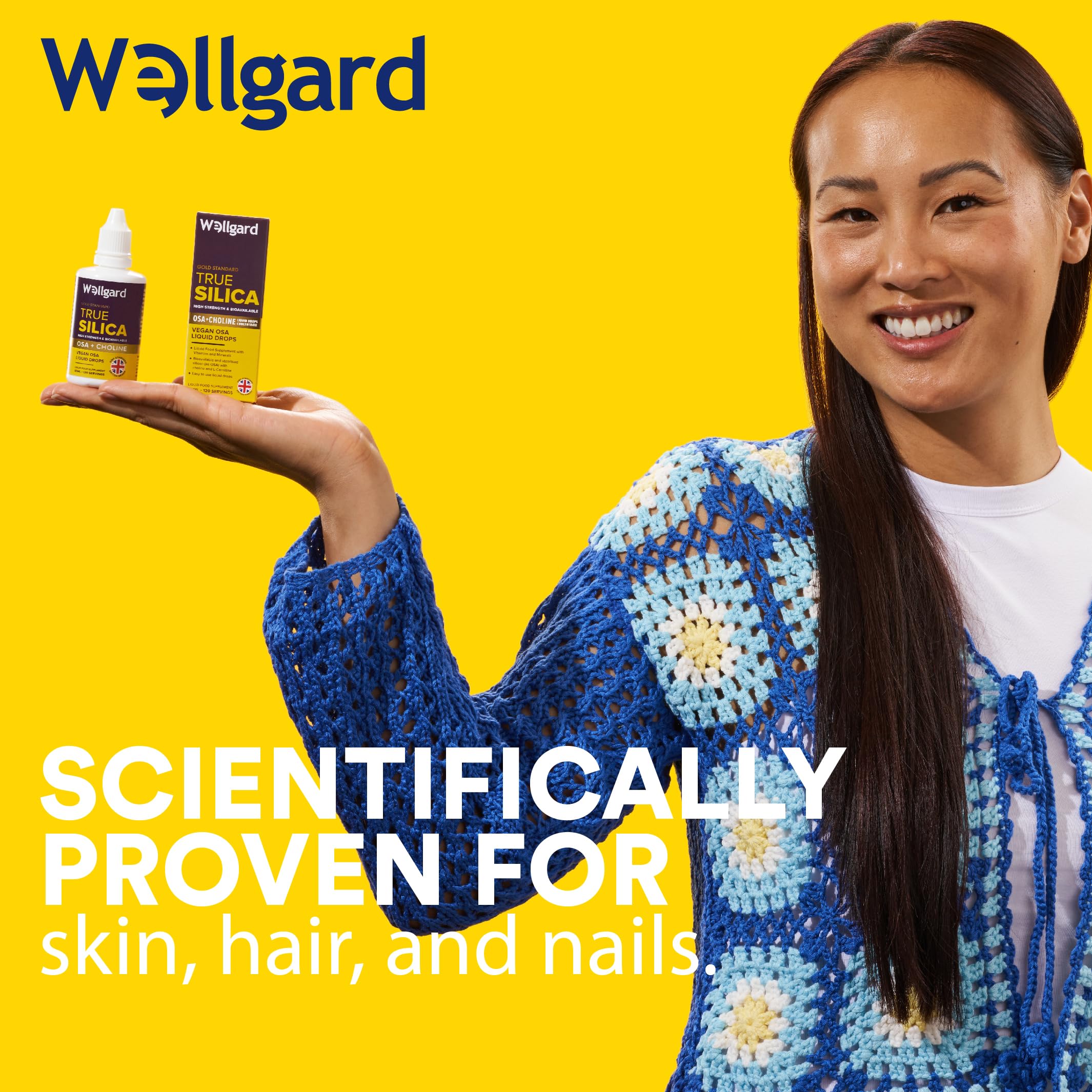 Silicium Supplement, Wellgard True Silica – Stabilised Silicon with Choline and Ortho Silicic Acid (OSA), Vegan Liquid Supplement for Skin, Hair, and Nails, 60ml