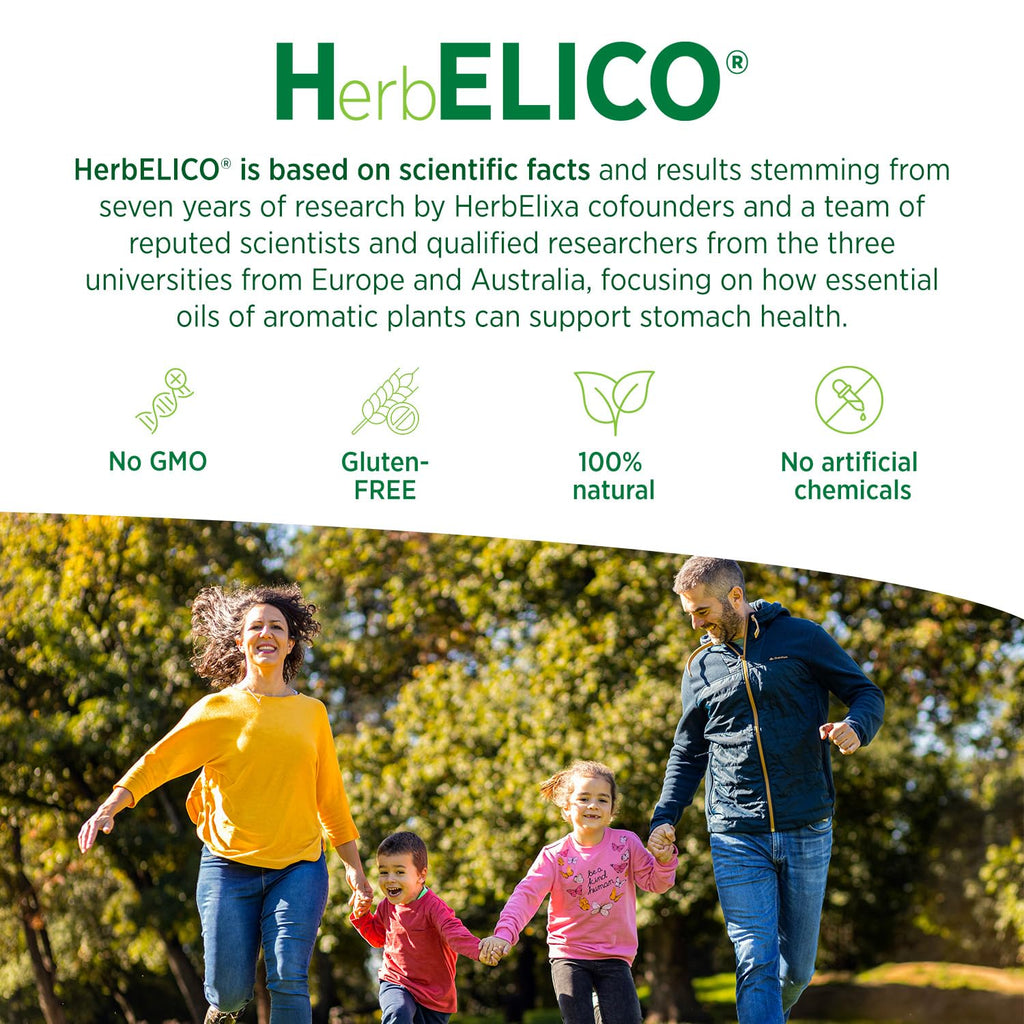 HerbELICO® - Wild Oregano, Thyme & Summer Savory Essential Oils Mediterranean Blend, 60 Capsules, Herbal Supplement addresses H. Pylori, Acid Reflux, Heartburn, Non-GMO & Gluten Free