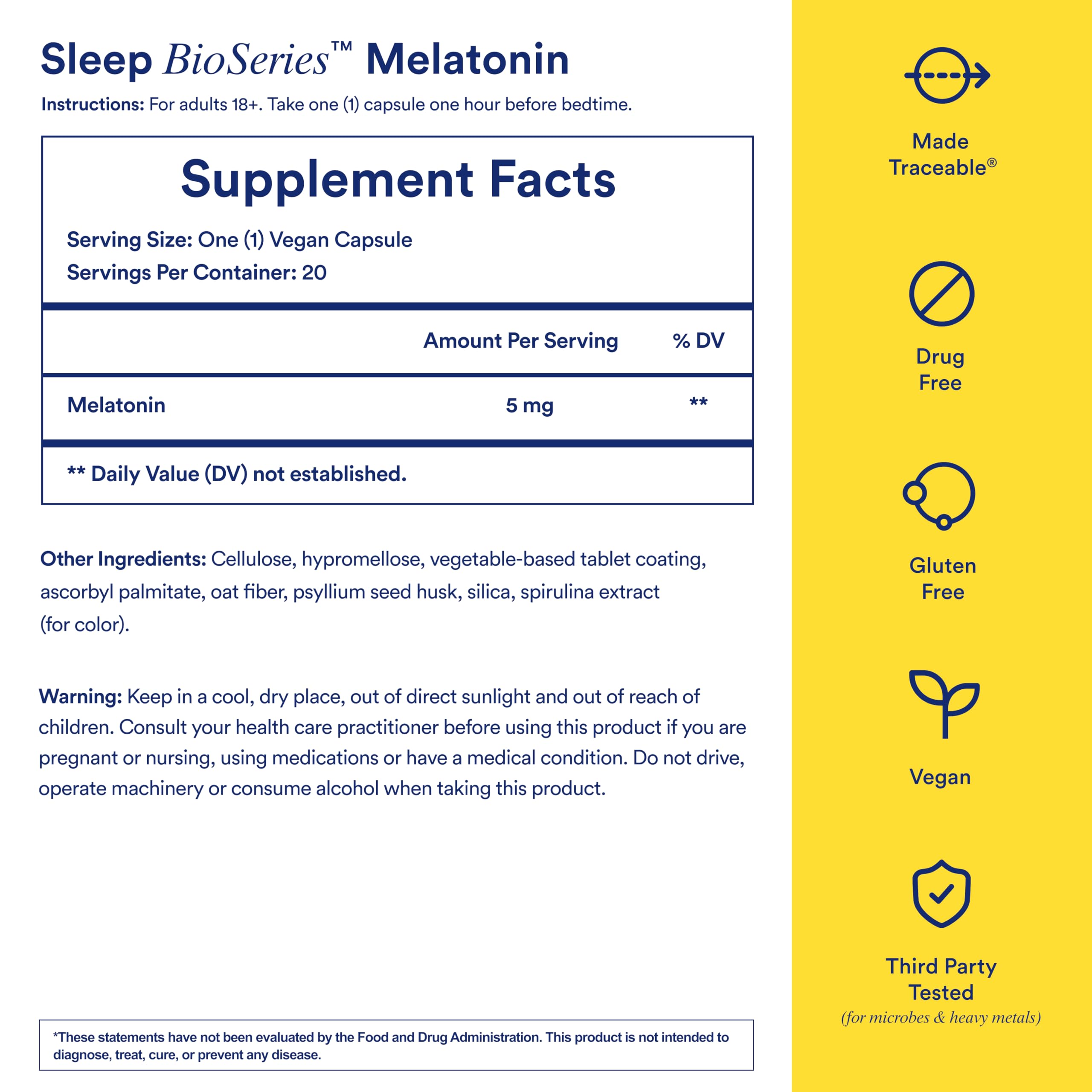 Ritual Melatonin 5mg - Sleep Aid Supplement - 20 Capsules - 20 Servings