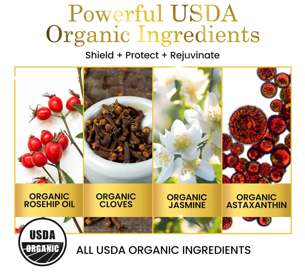 Luxe Beauty Organic Astaxanthin Serum - Concentrated Antioxidants - Also with Organic Rosehip Oil, Clove Oil, Raspberry Seed Oil, and More - Face Serum to Help Prevent Premature Skin Aging